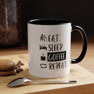 Eat Sleep Coffee Repeat Accent Coffee Mug (11, 15oz)